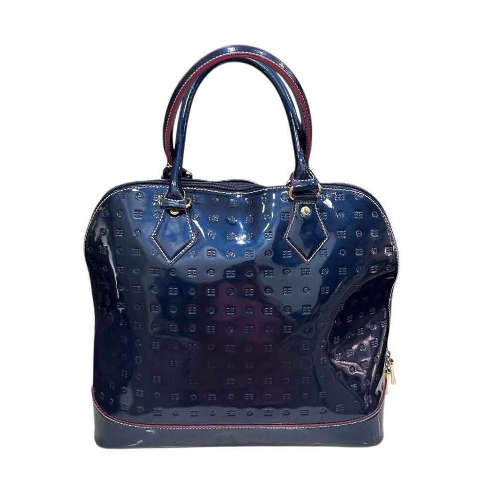 NWOT Arcadia Crossbody Shoulder Satchel Handbag Women's Navy Blue Patent Leather